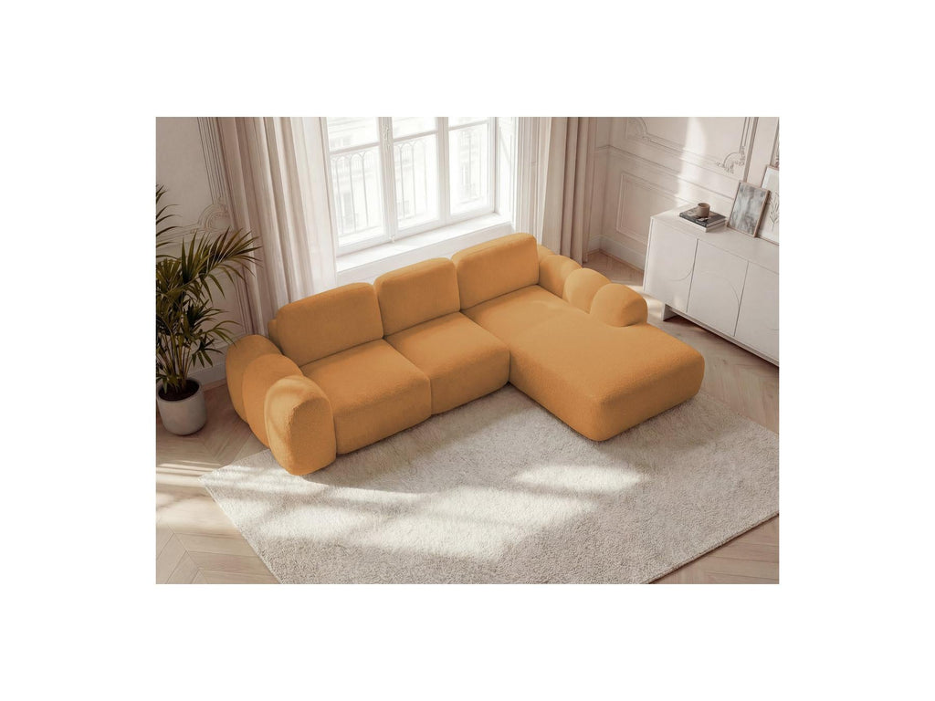 Montaigne - Canapé D'Angle Convertible Coffre Grande Méridienne - Tissu Bouclette - Angle Droit