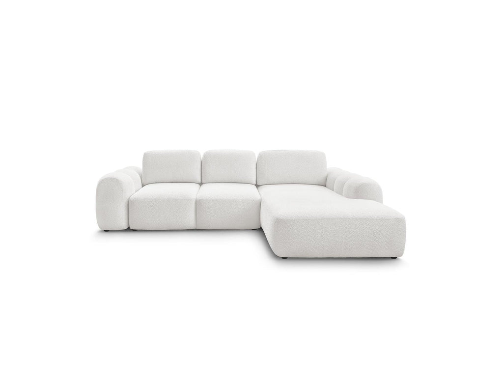 Montaigne - Canapé D'Angle Convertible Coffre Grande Méridienne - Tissu Bouclette - Angle Droit