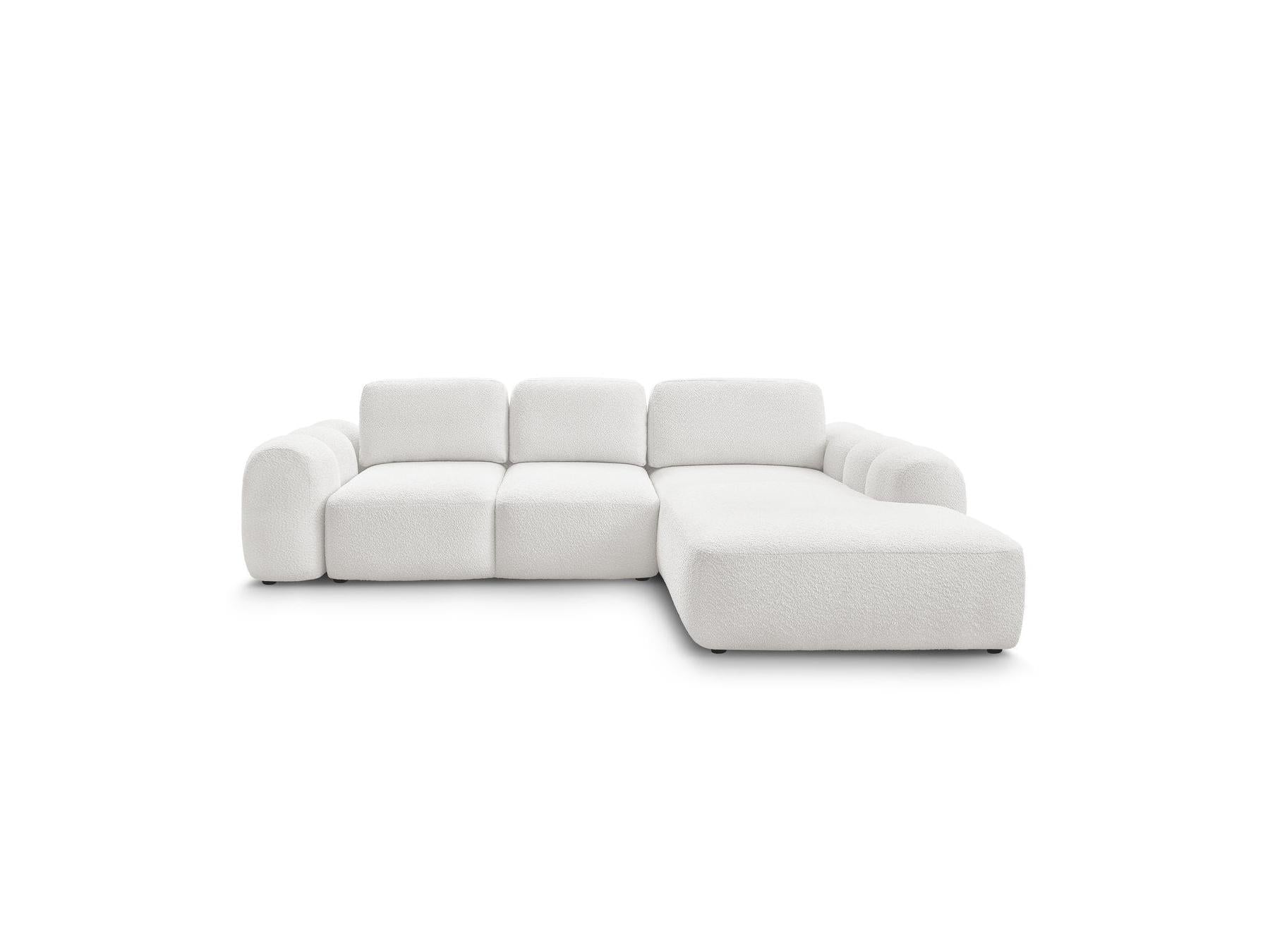 Montaigne - Canapé D'Angle Convertible Coffre Grande Méridienne - Tissu Bouclette - Angle Droit
