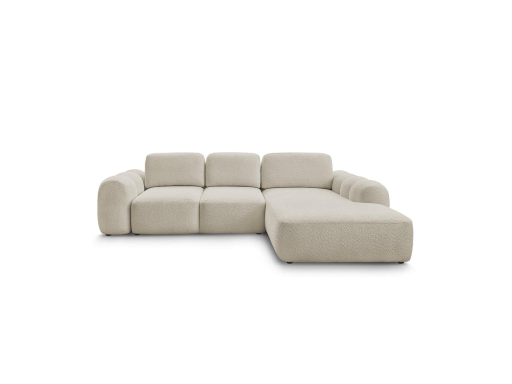 Montaigne - Canapé D'Angle Convertible Coffre Grande Méridienne - Tissu Bouclette - Angle Droit