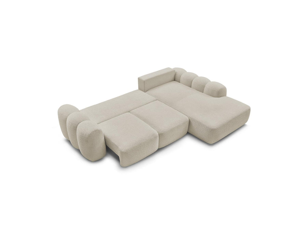 Montaigne - Canapé D'Angle Convertible Coffre Grande Méridienne - Tissu Bouclette - Angle Droit