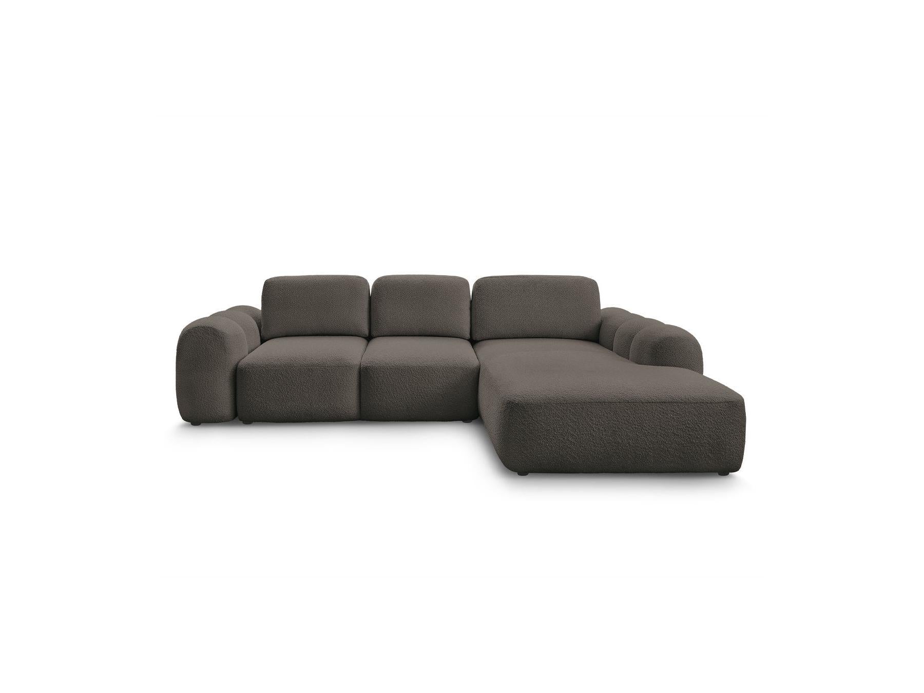Montaigne - Canapé D'Angle Convertible Coffre Grande Méridienne - Tissu Bouclette - Angle Droit