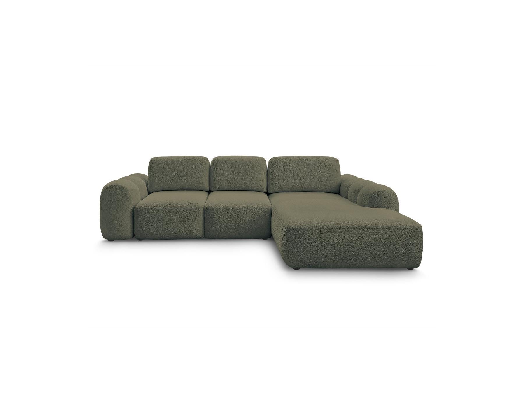 Montaigne - Canapé D'Angle Convertible Coffre Grande Méridienne - Tissu Bouclette - Angle Droit