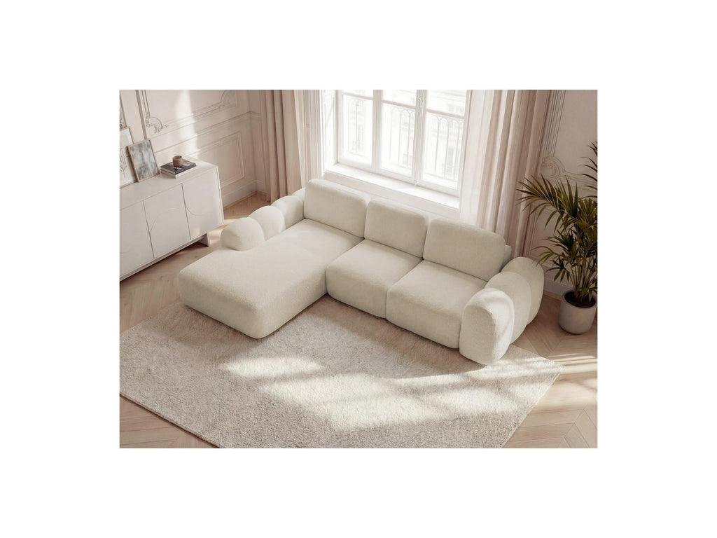 Montaigne - Canapé D'Angle Convertible Coffre Grande Méridienne - Tissu Bouclette - Angle Gauche