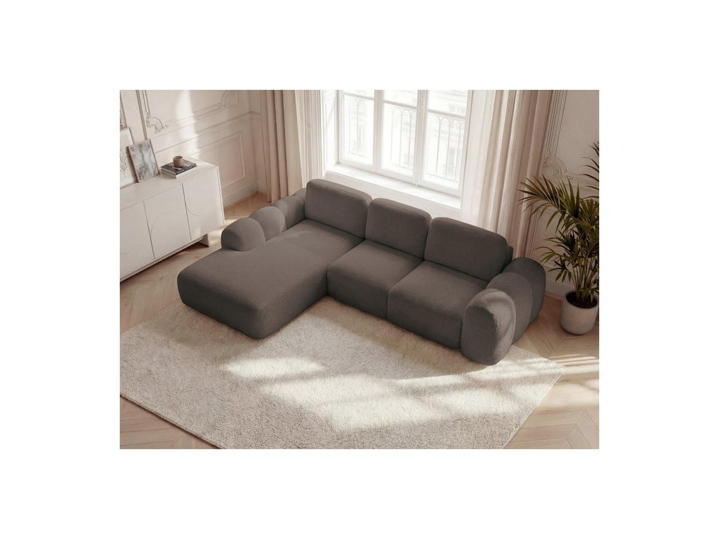 Montaigne - Canapé D'Angle Convertible Coffre Grande Méridienne - Tissu Bouclette - Angle Gauche