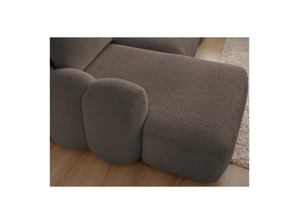 Montaigne - Canapé D'Angle Convertible Coffre Grande Méridienne - Tissu Bouclette - Angle Gauche