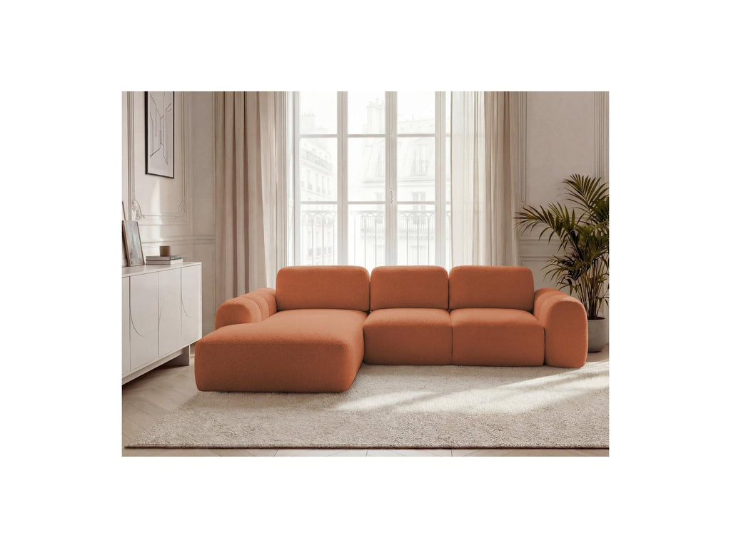 Montaigne - Canapé D'Angle Convertible Coffre Grande Méridienne - Tissu Bouclette - Angle Gauche