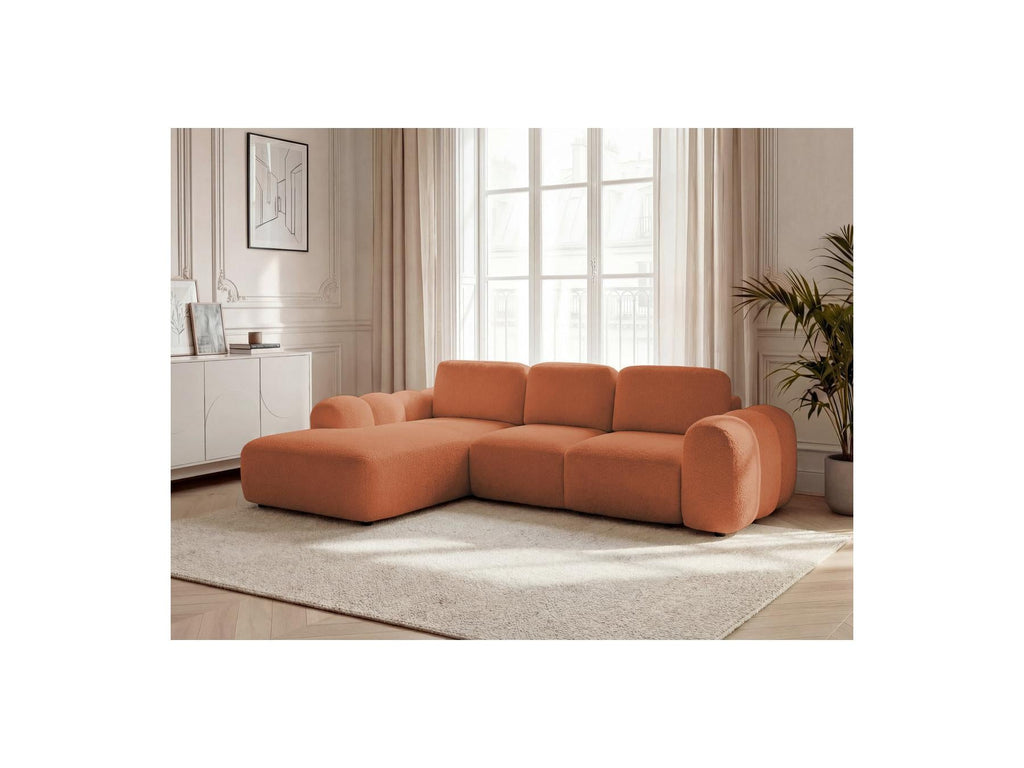 Montaigne - Canapé D'Angle Convertible Coffre Grande Méridienne - Tissu Bouclette - Angle Gauche