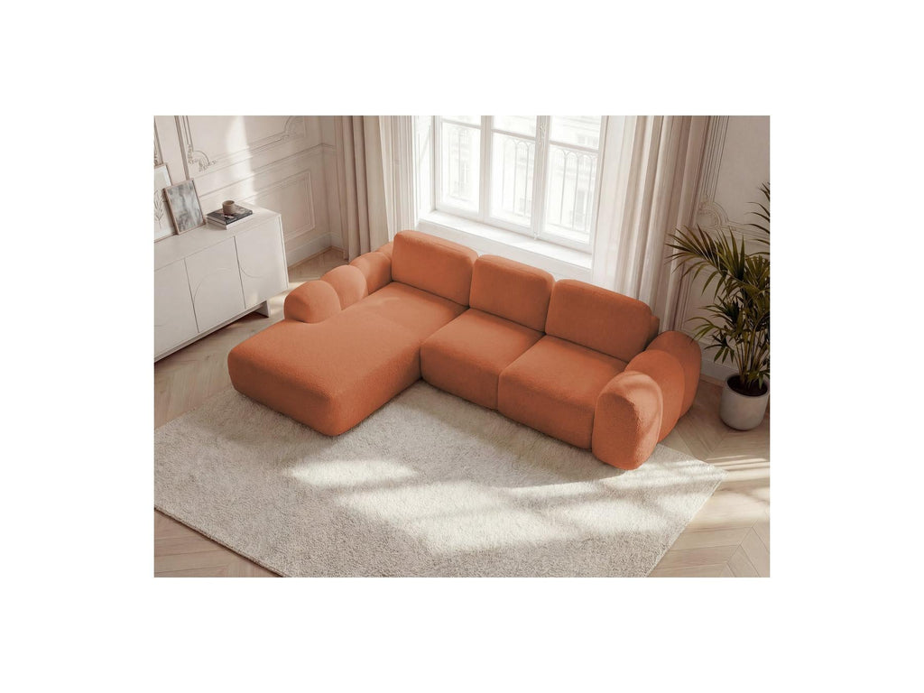Montaigne - Canapé D'Angle Convertible Coffre Grande Méridienne - Tissu Bouclette - Angle Gauche
