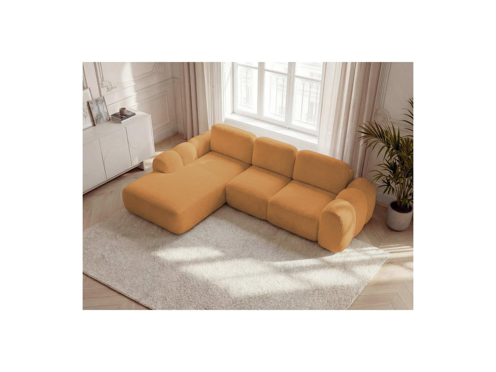 Montaigne - Canapé D'Angle Convertible Coffre Grande Méridienne - Tissu Bouclette - Angle Gauche