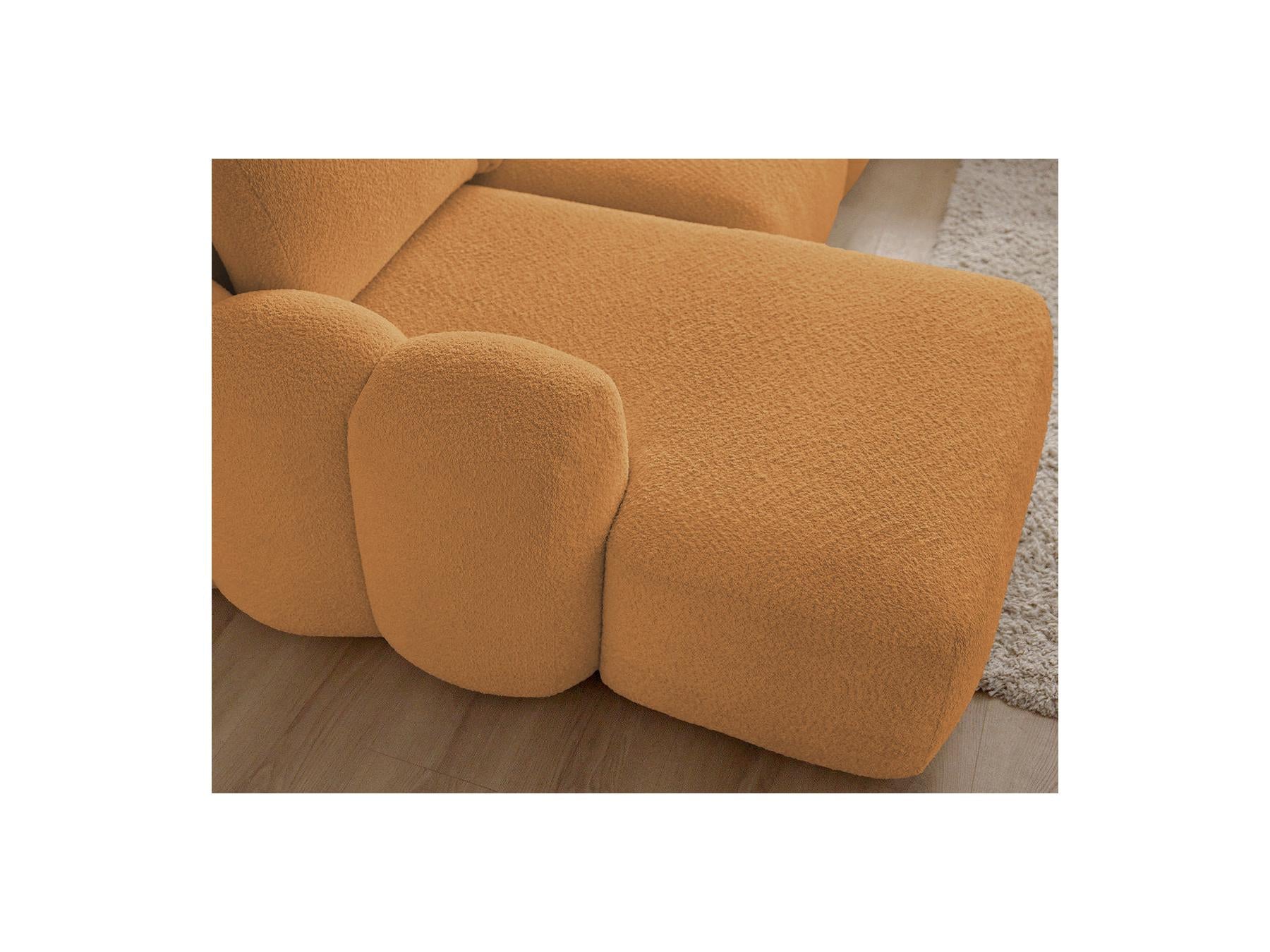 Montaigne - Canapé D'Angle Convertible Coffre Grande Méridienne - Tissu Bouclette - Angle Gauche