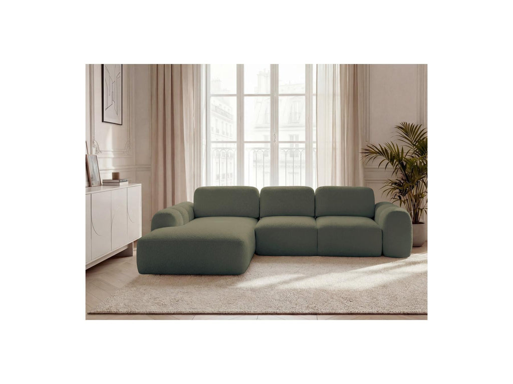 Montaigne - Canapé D'Angle Convertible Coffre Grande Méridienne - Tissu Bouclette - Angle Gauche