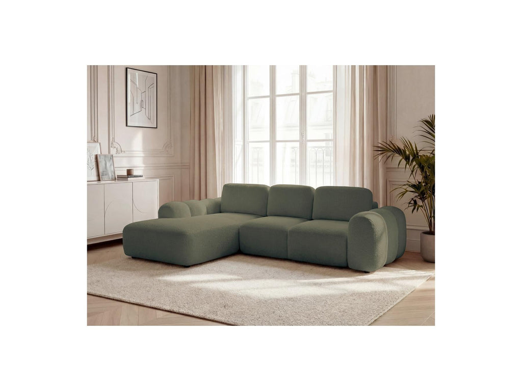 Montaigne - Canapé D'Angle Convertible Coffre Grande Méridienne - Tissu Bouclette - Angle Gauche