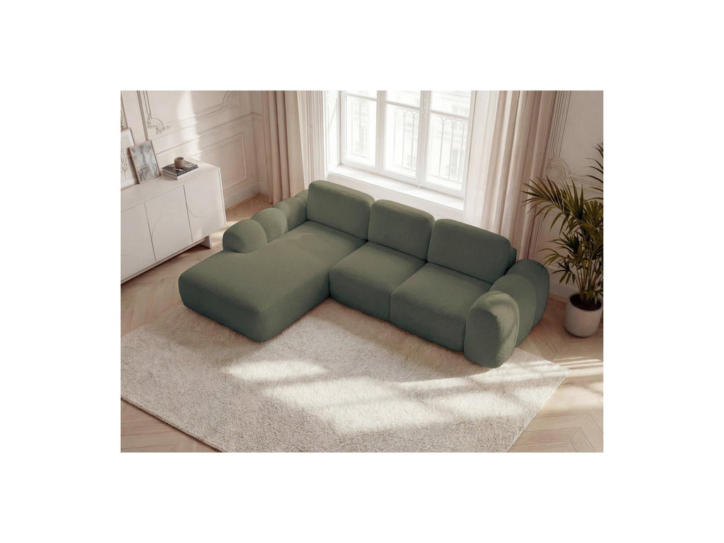 Montaigne - Canapé D'Angle Convertible Coffre Grande Méridienne - Tissu Bouclette - Angle Gauche