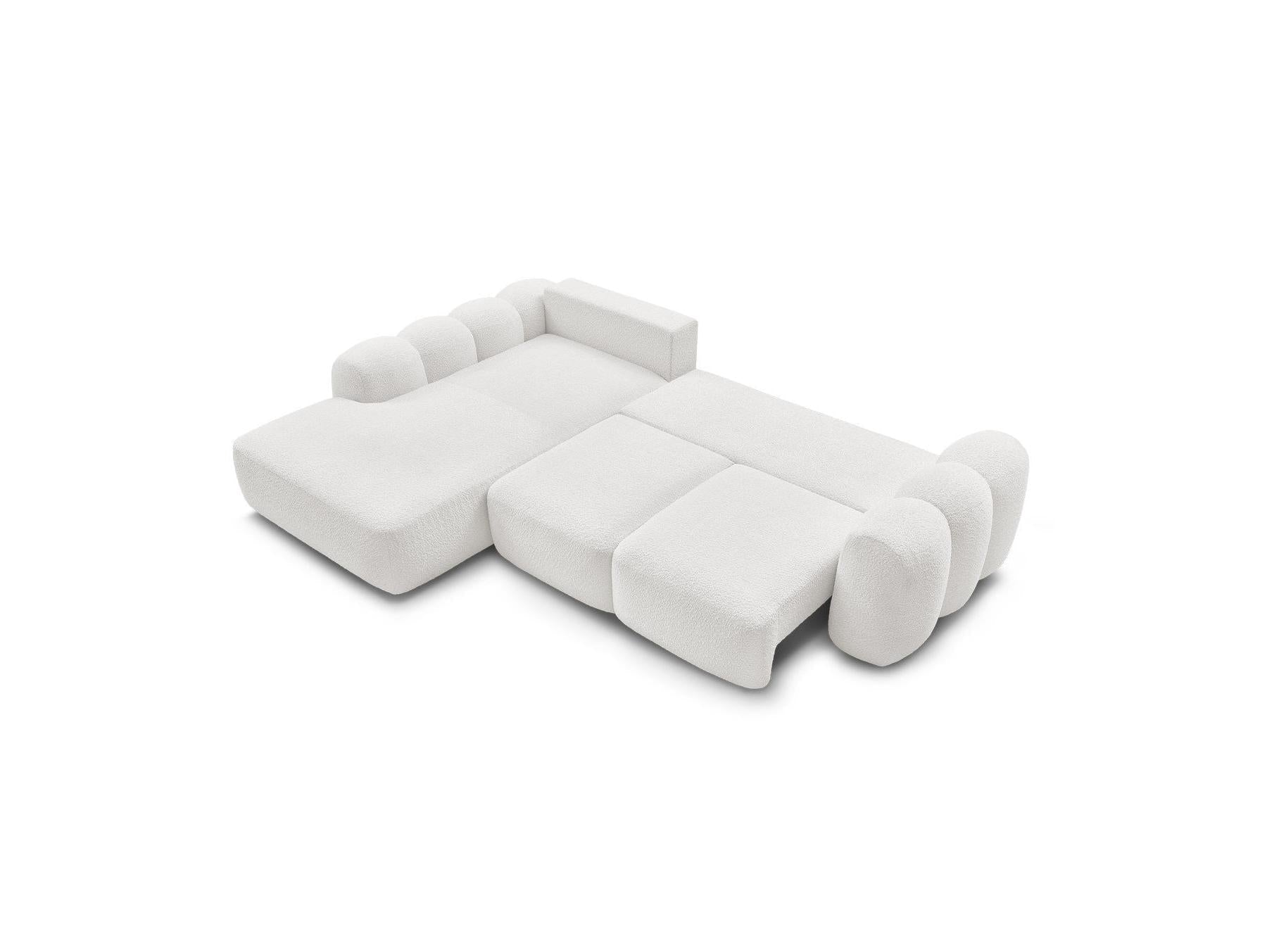 Montaigne - Canapé D'Angle Convertible Coffre Grande Méridienne - Tissu Bouclette - Angle Gauche