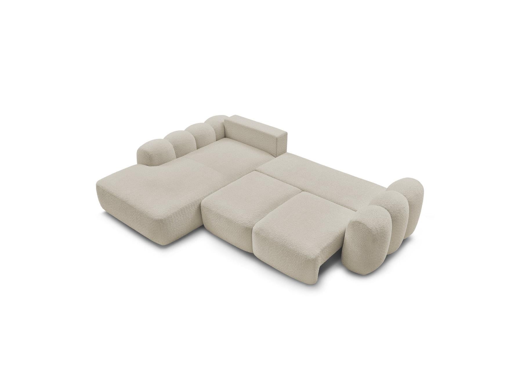 Montaigne - Canapé D'Angle Convertible Coffre Grande Méridienne - Tissu Bouclette - Angle Gauche