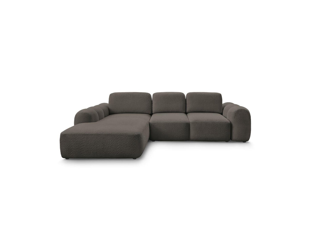 Montaigne - Canapé D'Angle Convertible Coffre Grande Méridienne - Tissu Bouclette - Angle Gauche