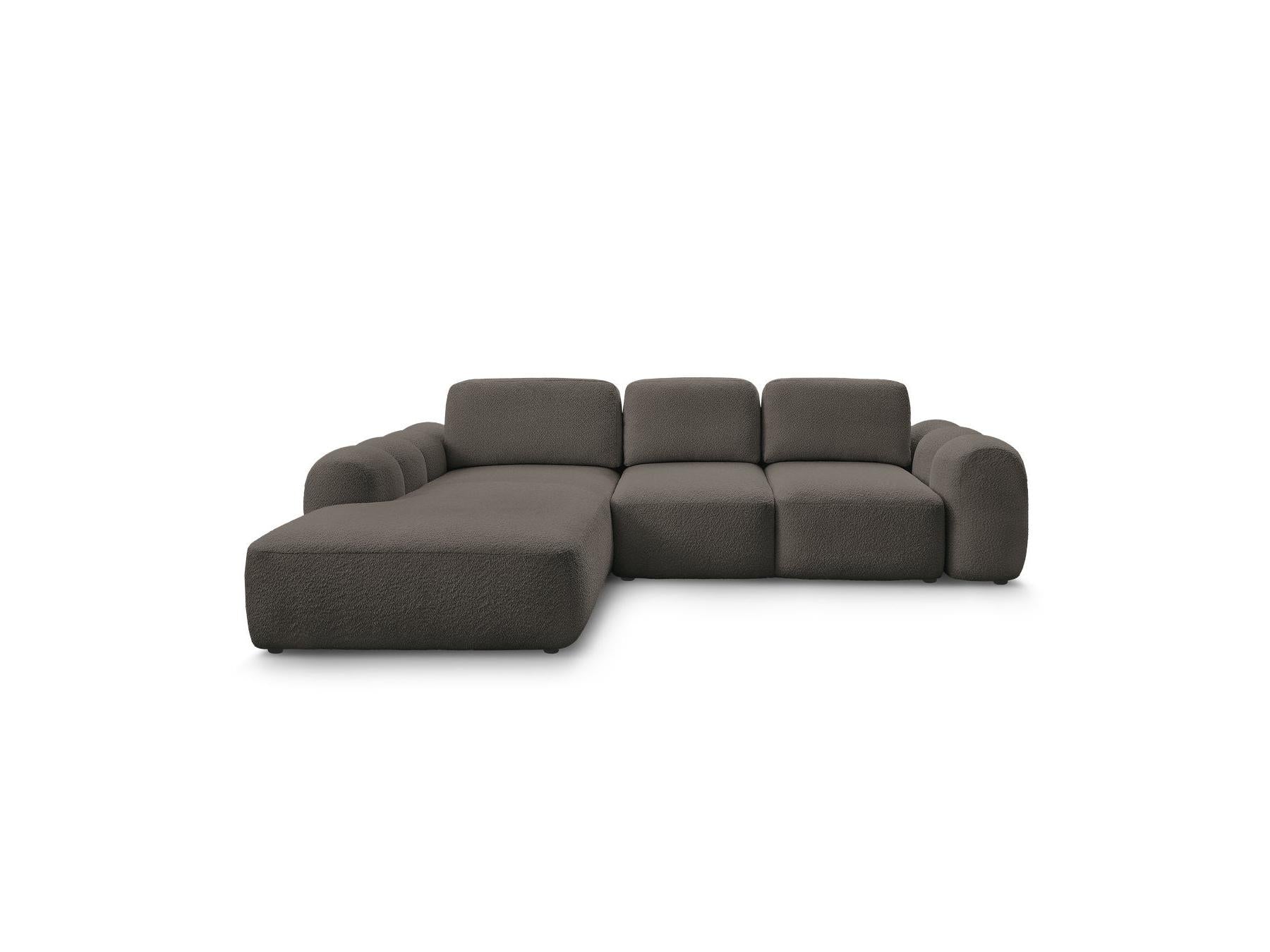 Montaigne - Canapé D'Angle Convertible Coffre Grande Méridienne - Tissu Bouclette - Angle Gauche