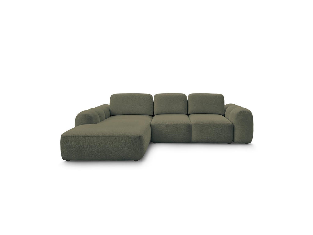 Montaigne - Canapé D'Angle Convertible Coffre Grande Méridienne - Tissu Bouclette - Angle Gauche