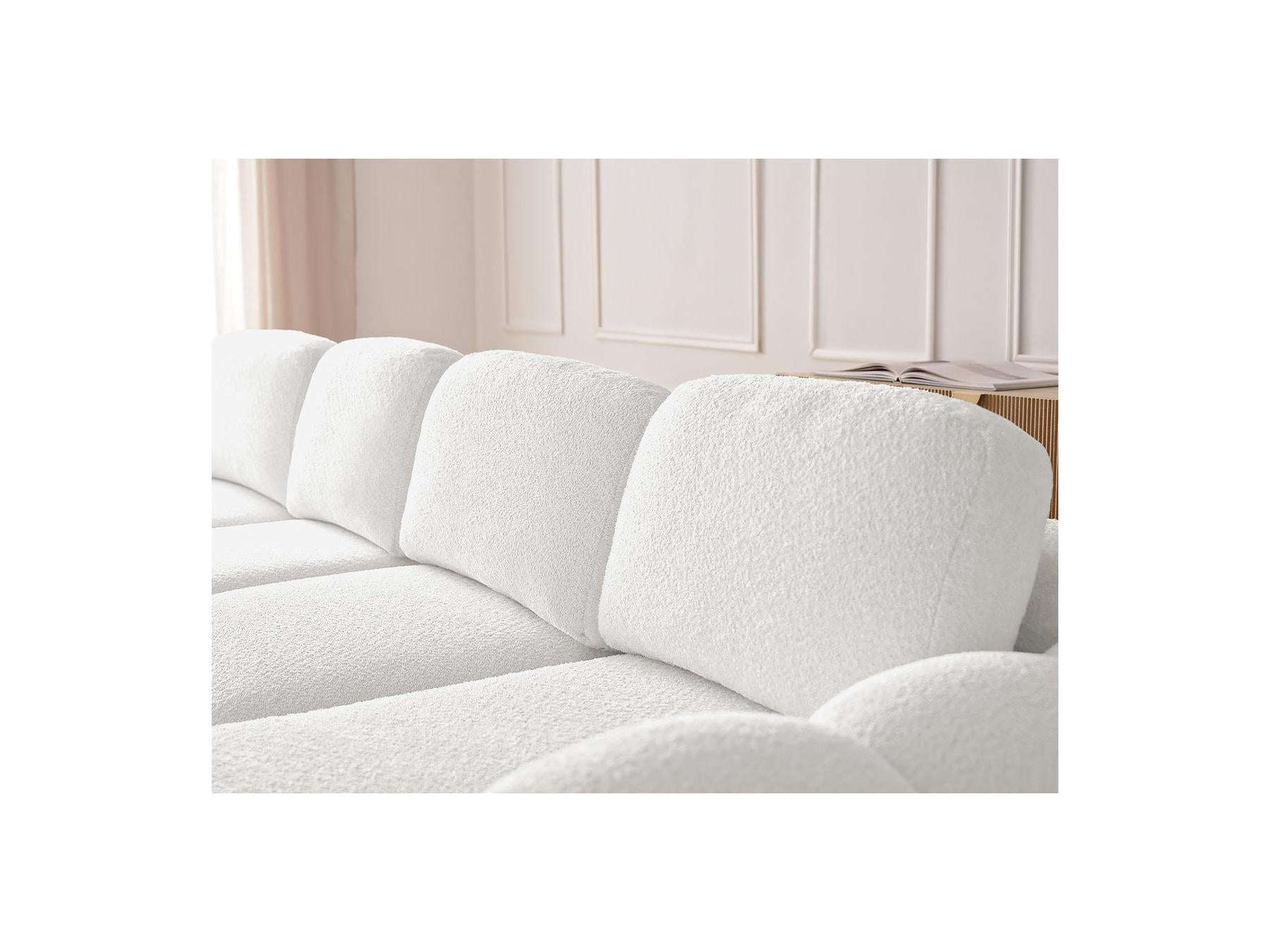 Montaigne - Canapé D'Angle Convertible Coffre - Tissu Bouclette - Angle Droit