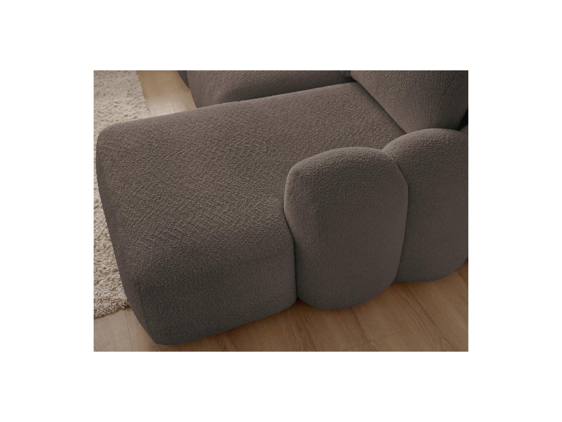Montaigne - Canapé D'Angle Convertible Coffre - Tissu Bouclette - Angle Droit