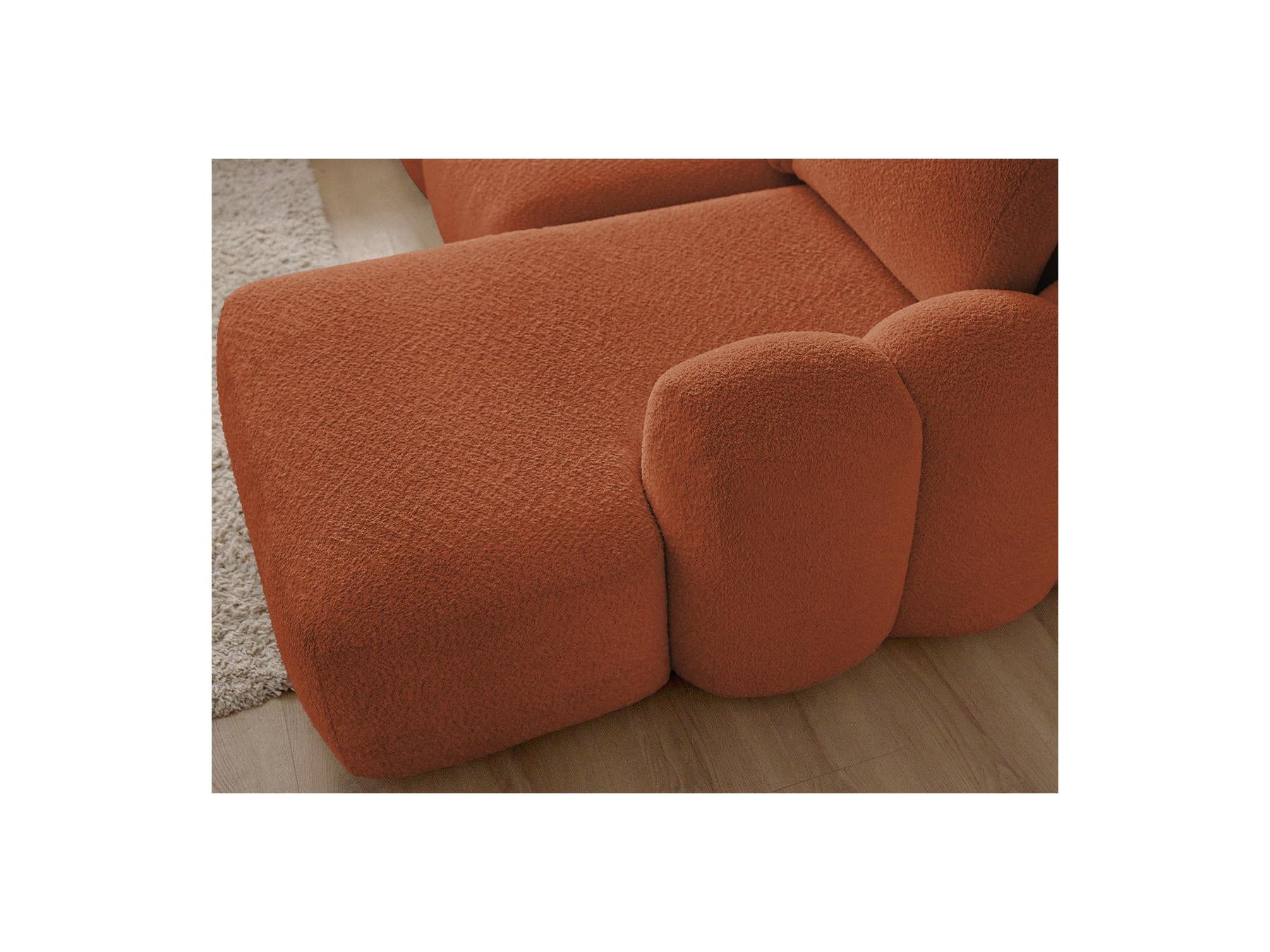 Montaigne - Canapé D'Angle Convertible Coffre - Tissu Bouclette - Angle Droit