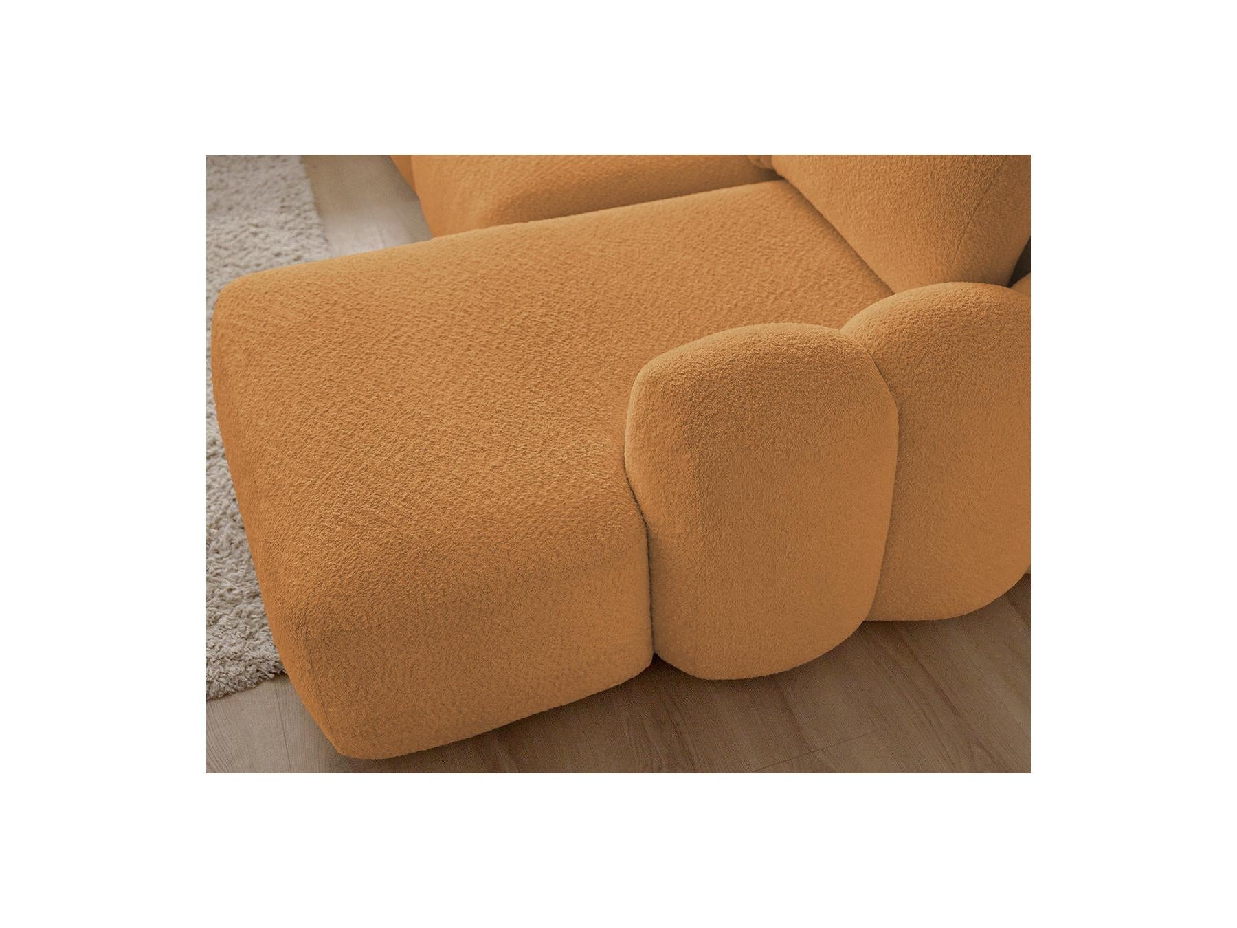 Montaigne - Canapé D'Angle Convertible Coffre - Tissu Bouclette - Angle Droit