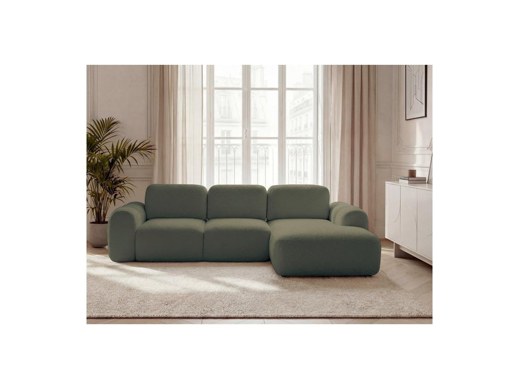 Montaigne - Canapé D'Angle Convertible Coffre - Tissu Bouclette - Angle Droit