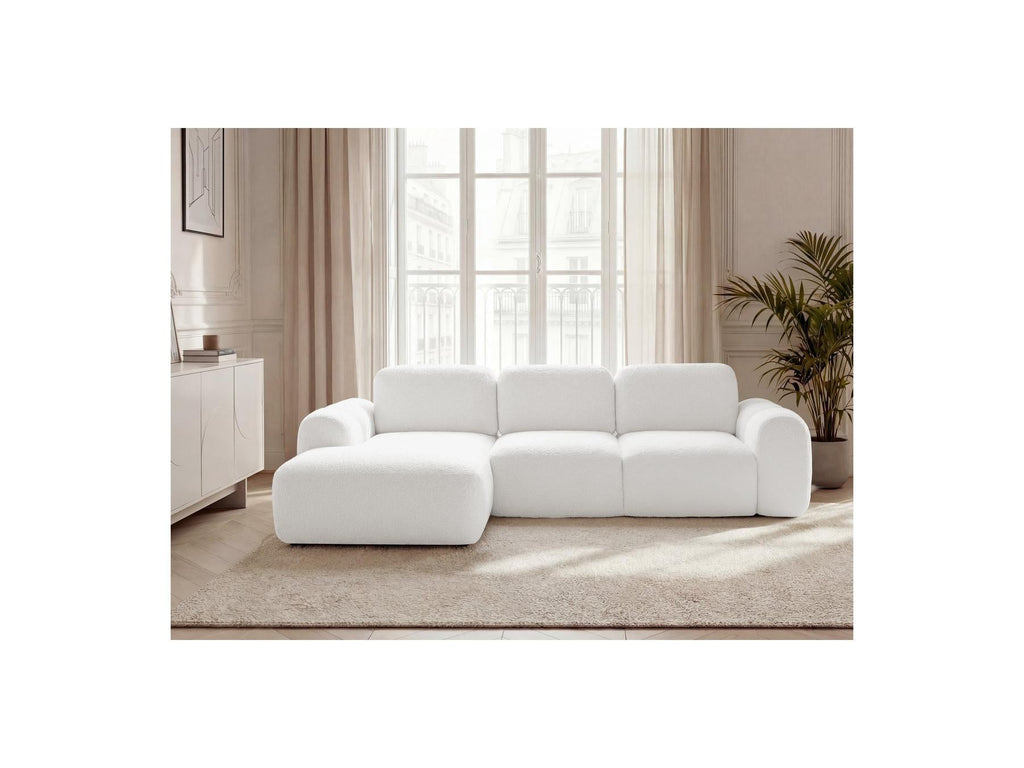 Montaigne - Canapé D'Angle Convertible Coffre - Tissu Bouclette - Angle Gauche