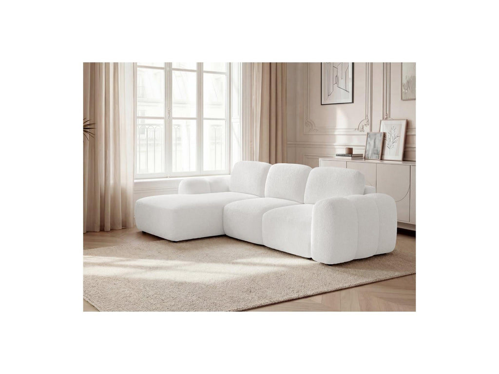 Montaigne - Canapé D'Angle Convertible Coffre - Tissu Bouclette - Angle Gauche