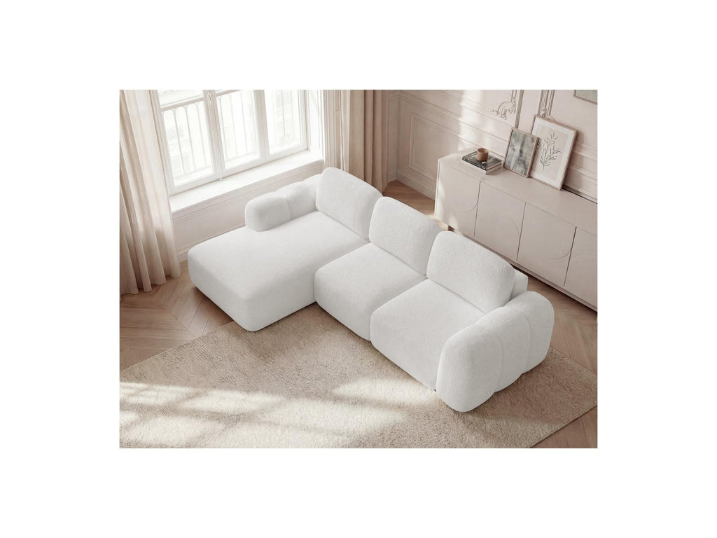 Montaigne - Canapé D'Angle Convertible Coffre - Tissu Bouclette - Angle Gauche