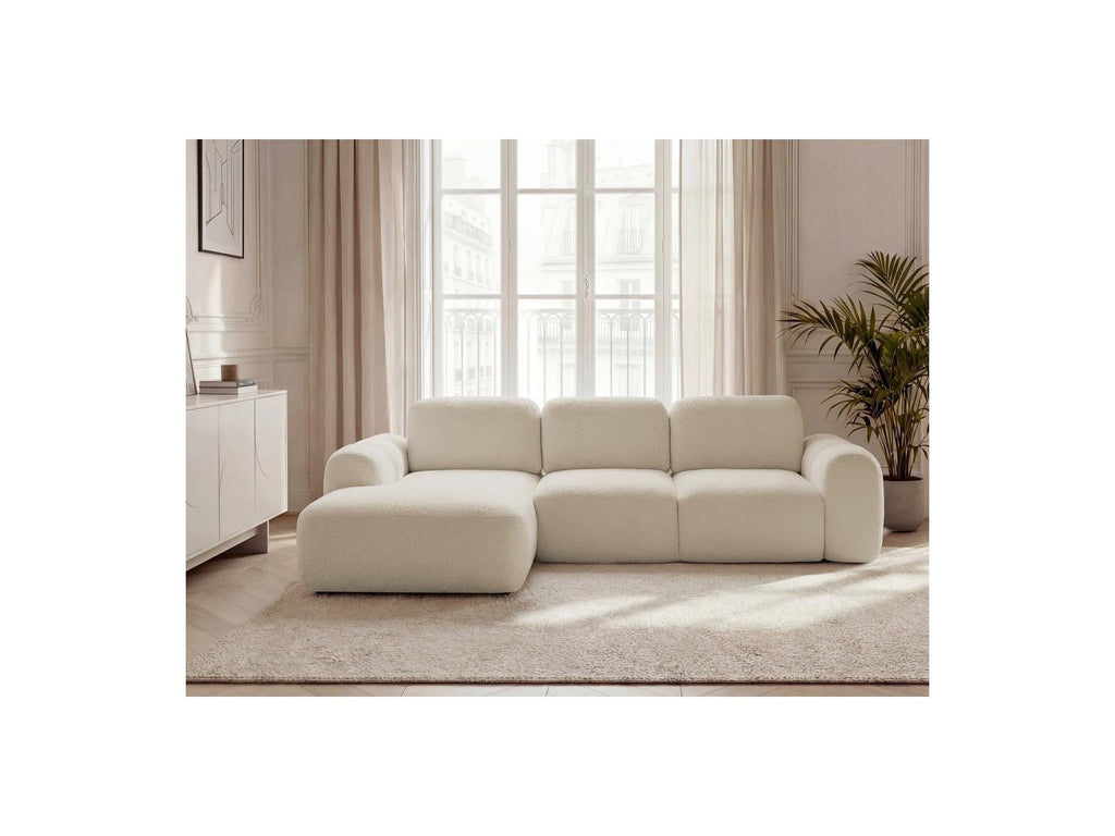 Montaigne - Canapé D'Angle Convertible Coffre - Tissu Bouclette - Angle Gauche