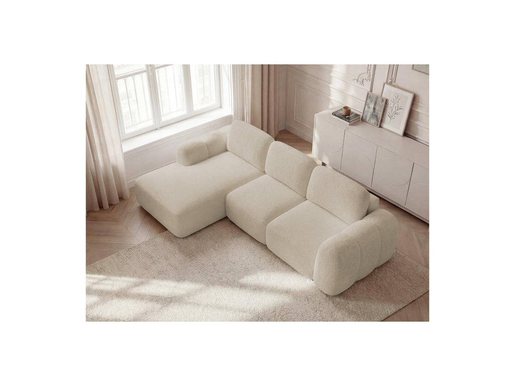 Montaigne - Canapé D'Angle Convertible Coffre - Tissu Bouclette - Angle Gauche