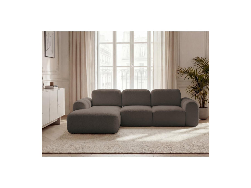 Montaigne - Canapé D'Angle Convertible Coffre - Tissu Bouclette - Angle Gauche