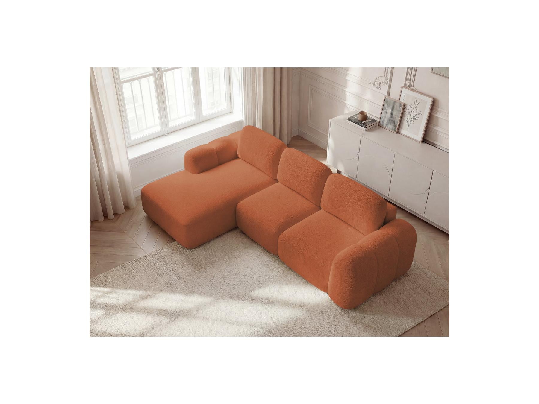 Montaigne - Canapé D'Angle Convertible Coffre - Tissu Bouclette - Angle Gauche