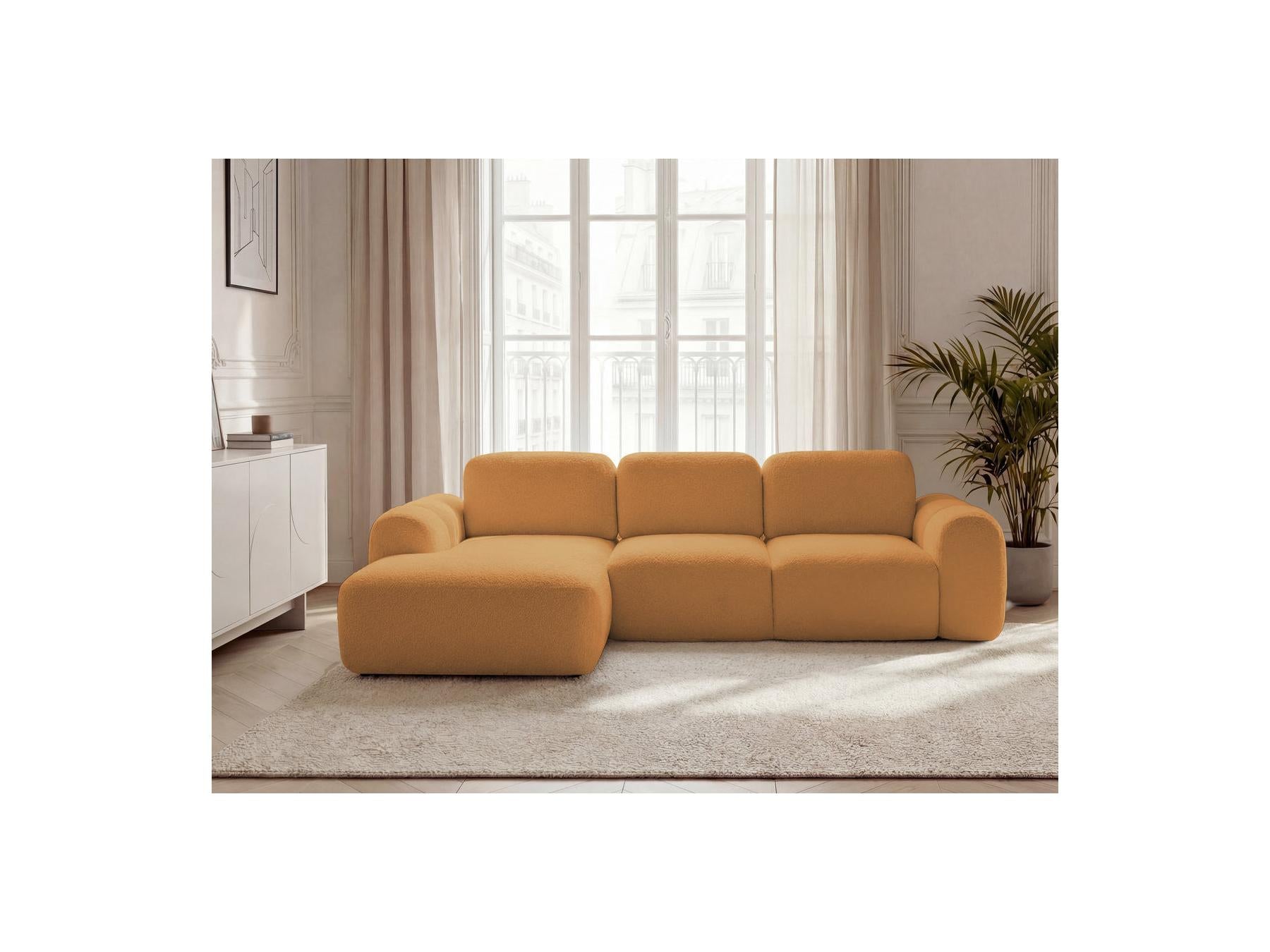 Montaigne - Canapé D'Angle Convertible Coffre - Tissu Bouclette - Angle Gauche