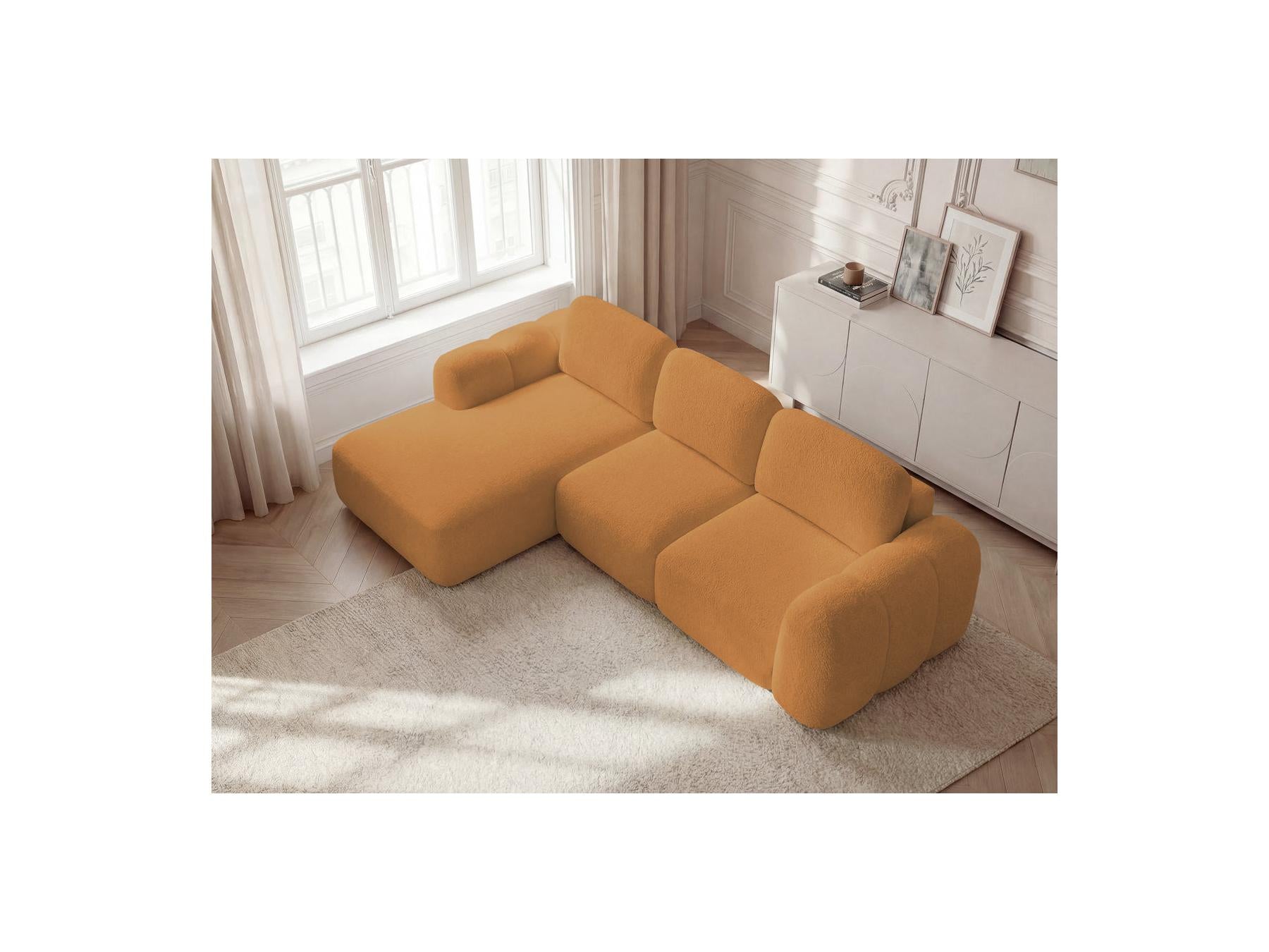 Montaigne - Canapé D'Angle Convertible Coffre - Tissu Bouclette - Angle Gauche