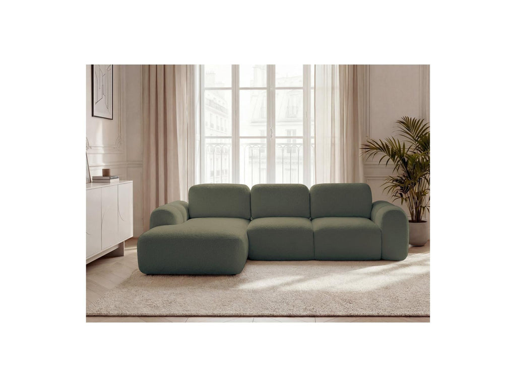 Montaigne - Canapé D'Angle Convertible Coffre - Tissu Bouclette - Angle Gauche