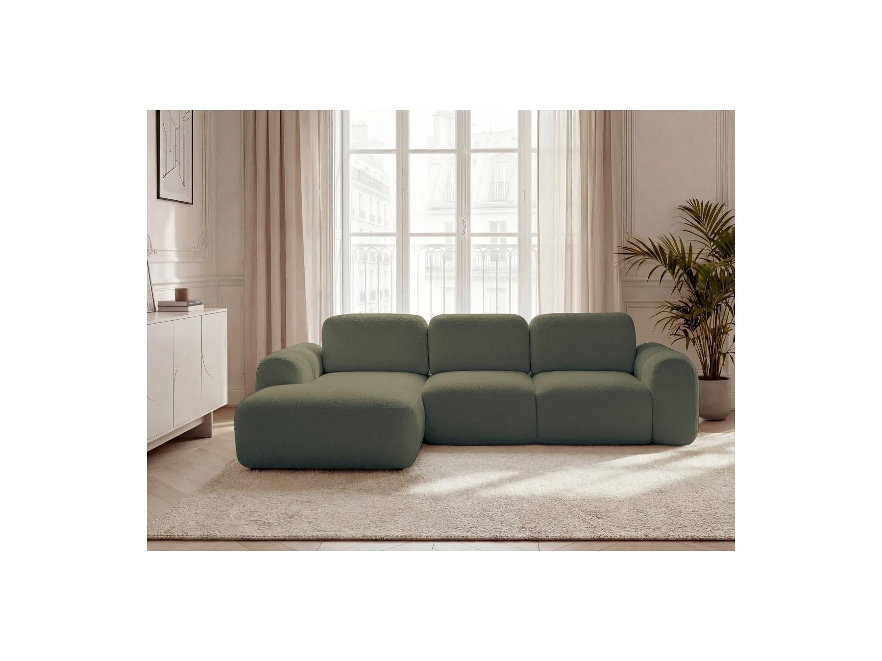 Montaigne - Canapé D'Angle Convertible Coffre - Tissu Bouclette - Angle Gauche
