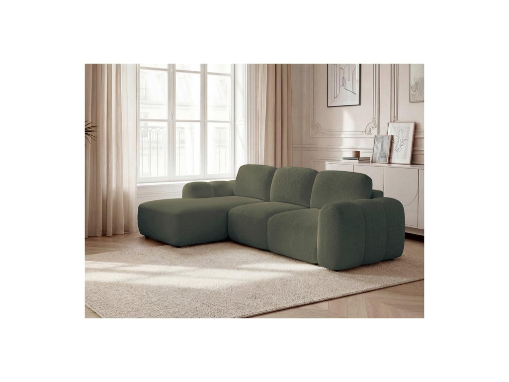 Montaigne - Canapé D'Angle Convertible Coffre - Tissu Bouclette - Angle Gauche