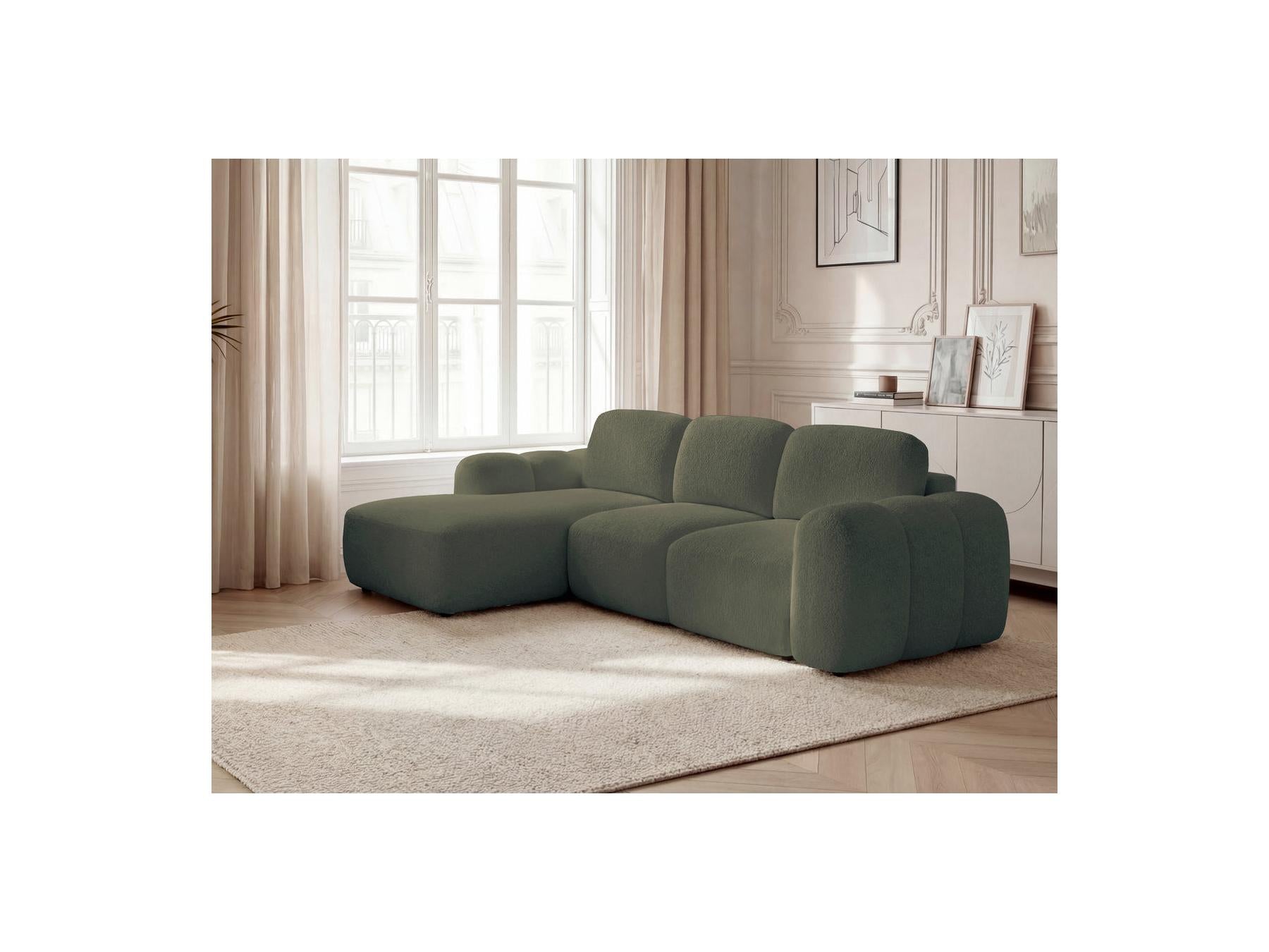 Montaigne - Canapé D'Angle Convertible Coffre - Tissu Bouclette - Angle Gauche