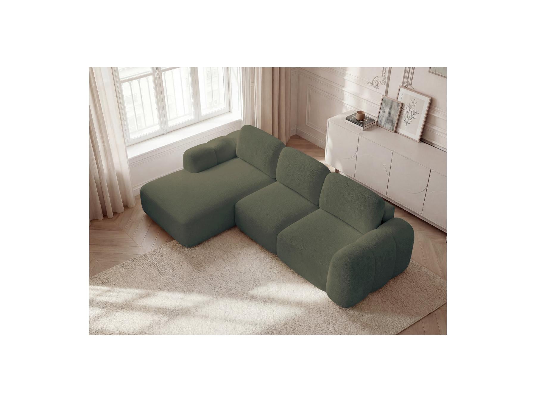 Montaigne - Canapé D'Angle Convertible Coffre - Tissu Bouclette - Angle Gauche