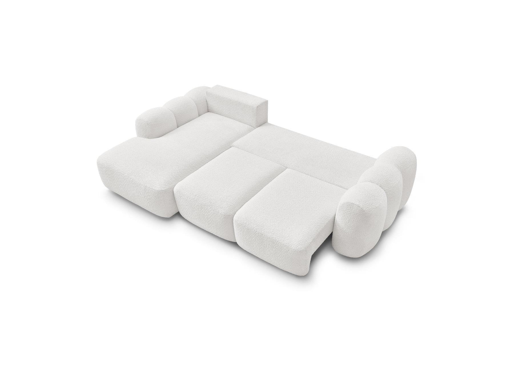 Montaigne - Canapé D'Angle Convertible Coffre - Tissu Bouclette - Angle Gauche