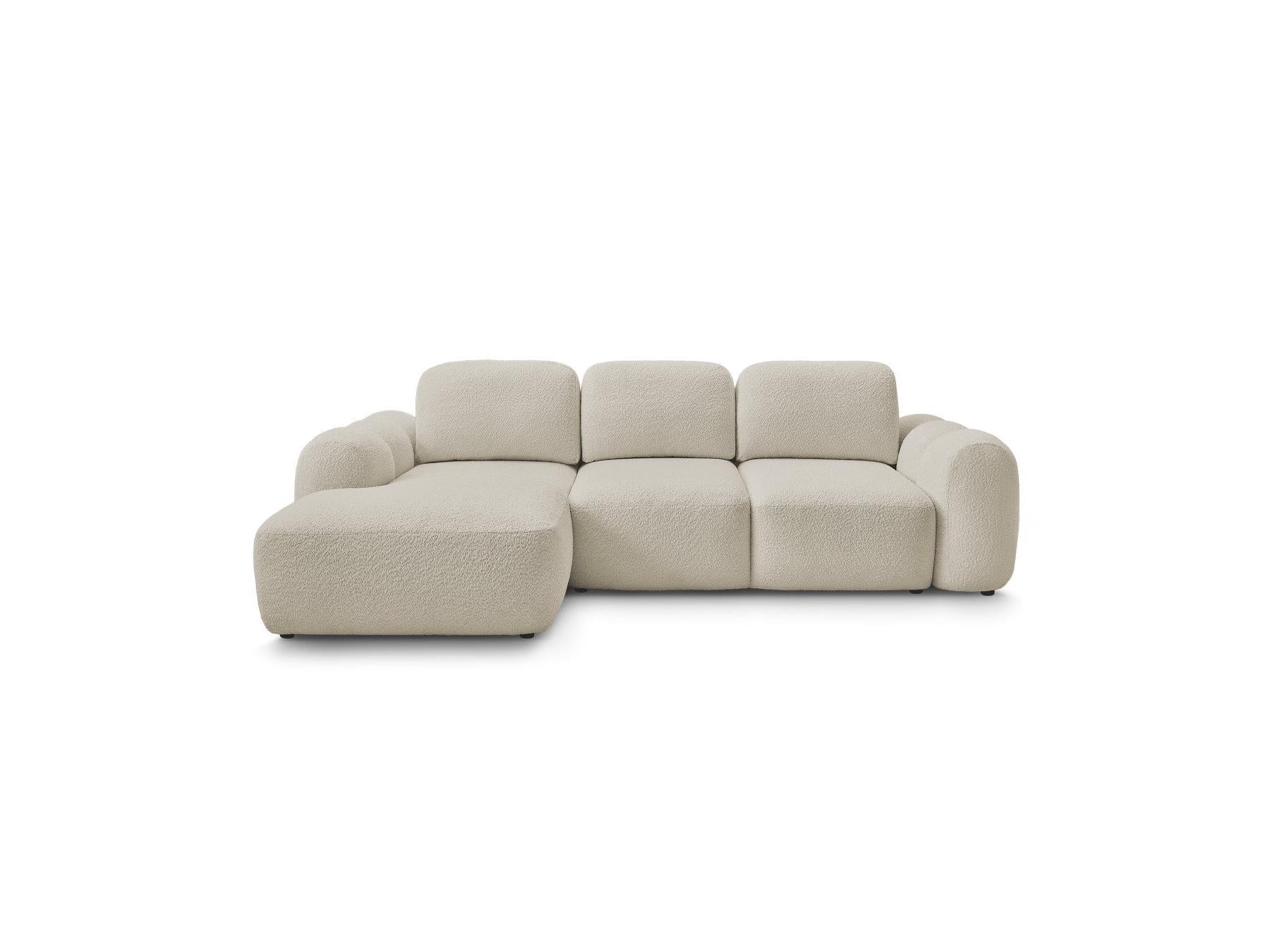Montaigne - Canapé D'Angle Convertible Coffre - Tissu Bouclette - Angle Gauche