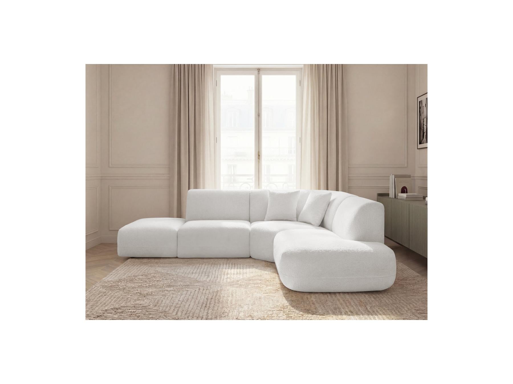 Anda - Canapé D'Angle L Fixe Modulable - Tissu Chenille - Angle Droit