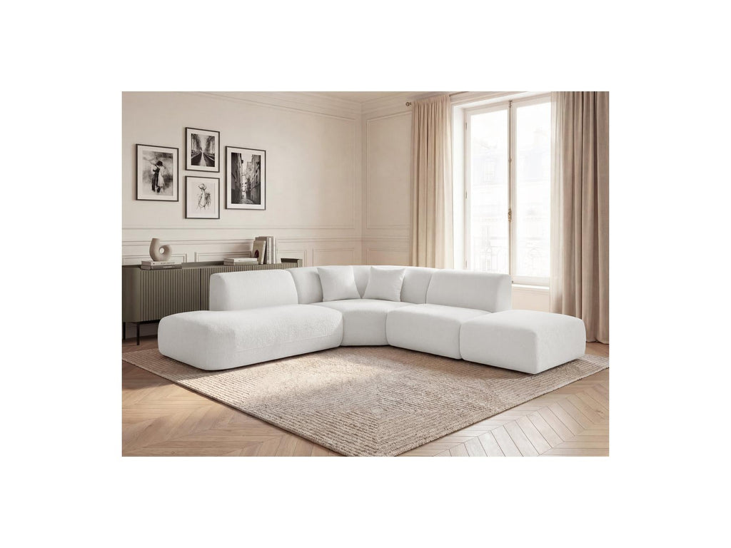 Anda - Canapé D'Angle L Fixe Modulable - Tissu Chenille - Angle Gauche