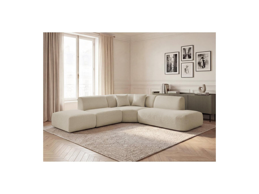 Anda - Canapé D'Angle L Fixe Modulable - Tissu Chenille - Angle Droit