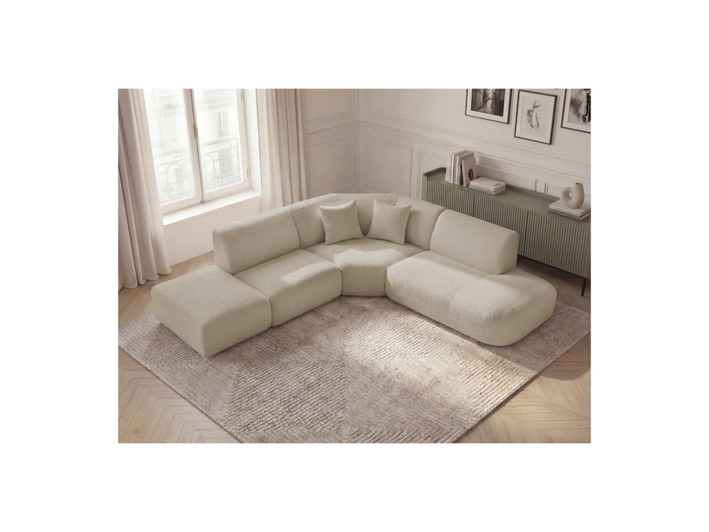 Anda - Canapé D'Angle L Fixe Modulable - Tissu Chenille - Angle Droit
