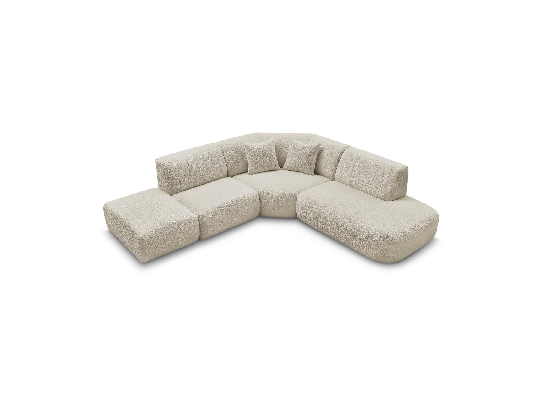 Anda - Canapé D'Angle L Fixe Modulable - Tissu Chenille - Angle Droit