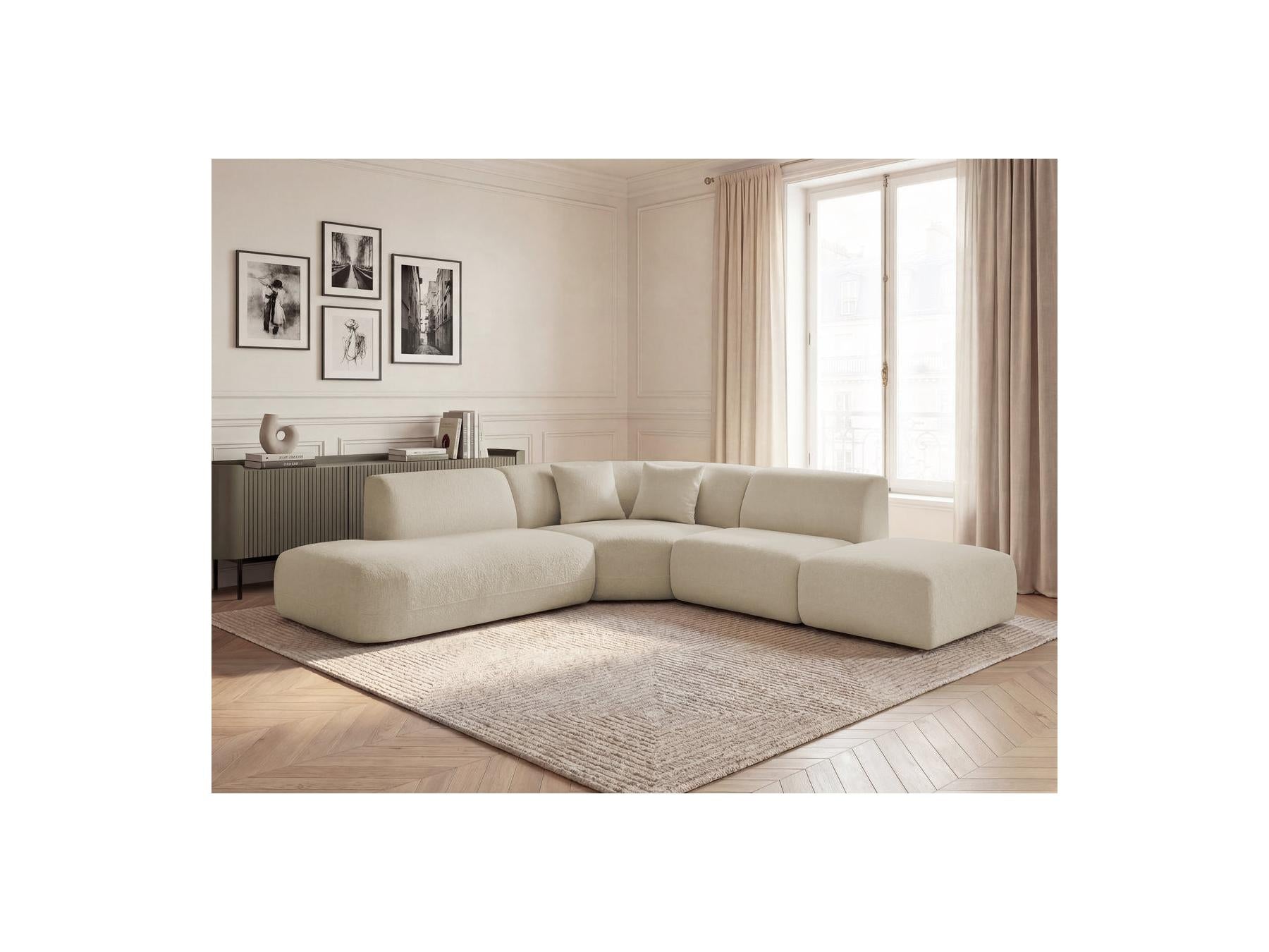 Anda - Canapé D'Angle L Fixe Modulable - Tissu Chenille - Angle Gauche